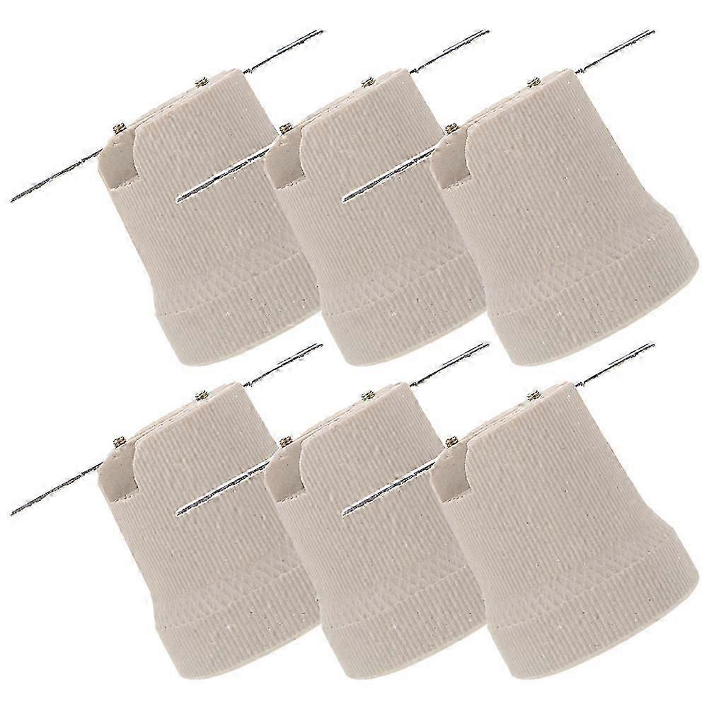 E27 Ceramic Lamp Holder for Light Bulb Socket Replacement 6Pcs Beige Set