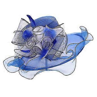 Women Race Hats Organza Hat With Ruffles Feathers Wedding Party Hat