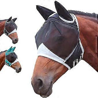 UV-Schutz Bremsenmaske mit Ohrennetz, Stirnloch, reflektierender Besatz - dehnbare und atmungsaktive feinmaschige Bremsenfliegenmaske mit Auge