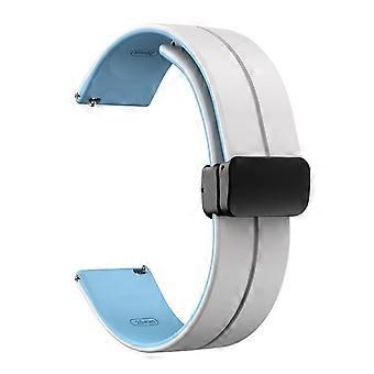 Magnetic Watch Band for Garmin vivomove Trend/ Style/ Luxe, 20mm Silicone Dual Color Sport Straps with Black Folding Buckle