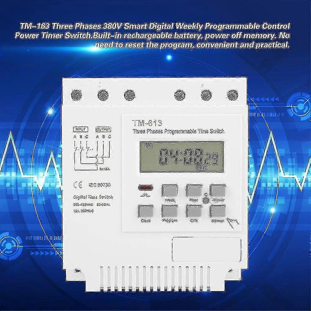 Tm-613 380v 16a Three Phases Smart Digital Weekly Programmable Control Relay Power Timer Switch--