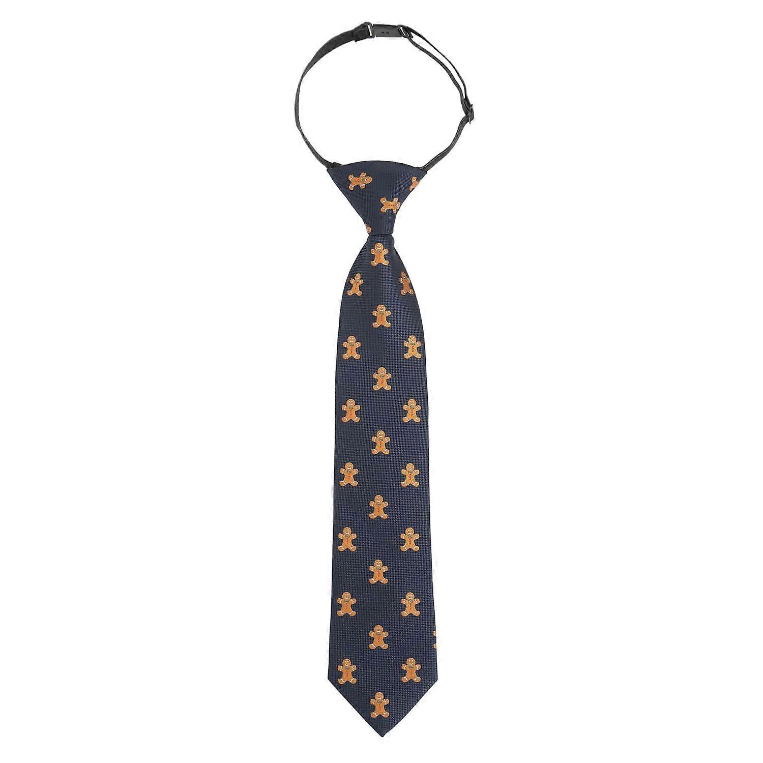 Navy Blue Gingerbread Elasticated Tie For Boys