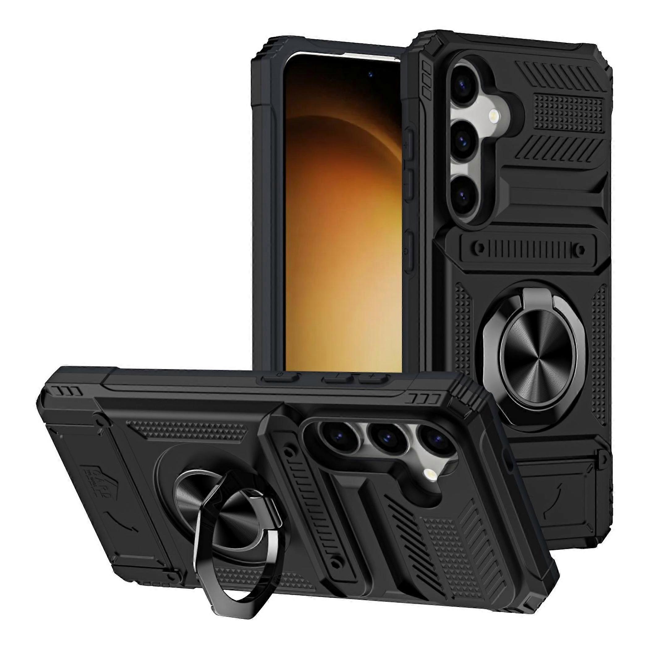 Magnetic Ring Phone Case for Samsung Galaxy S26 5G, Plastic Silicone, Black