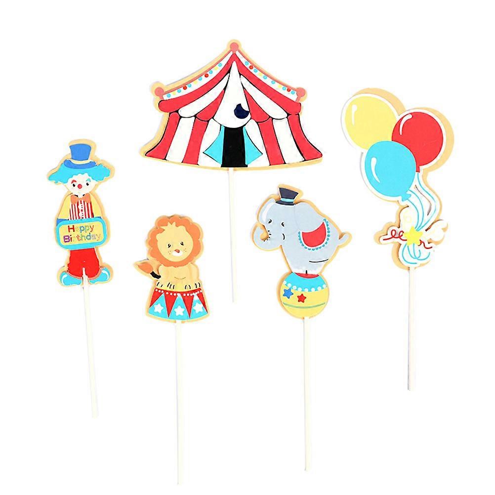 Funny Cake Decor Circus Clown Balloons Pattern Cake Topper for 5Pcs