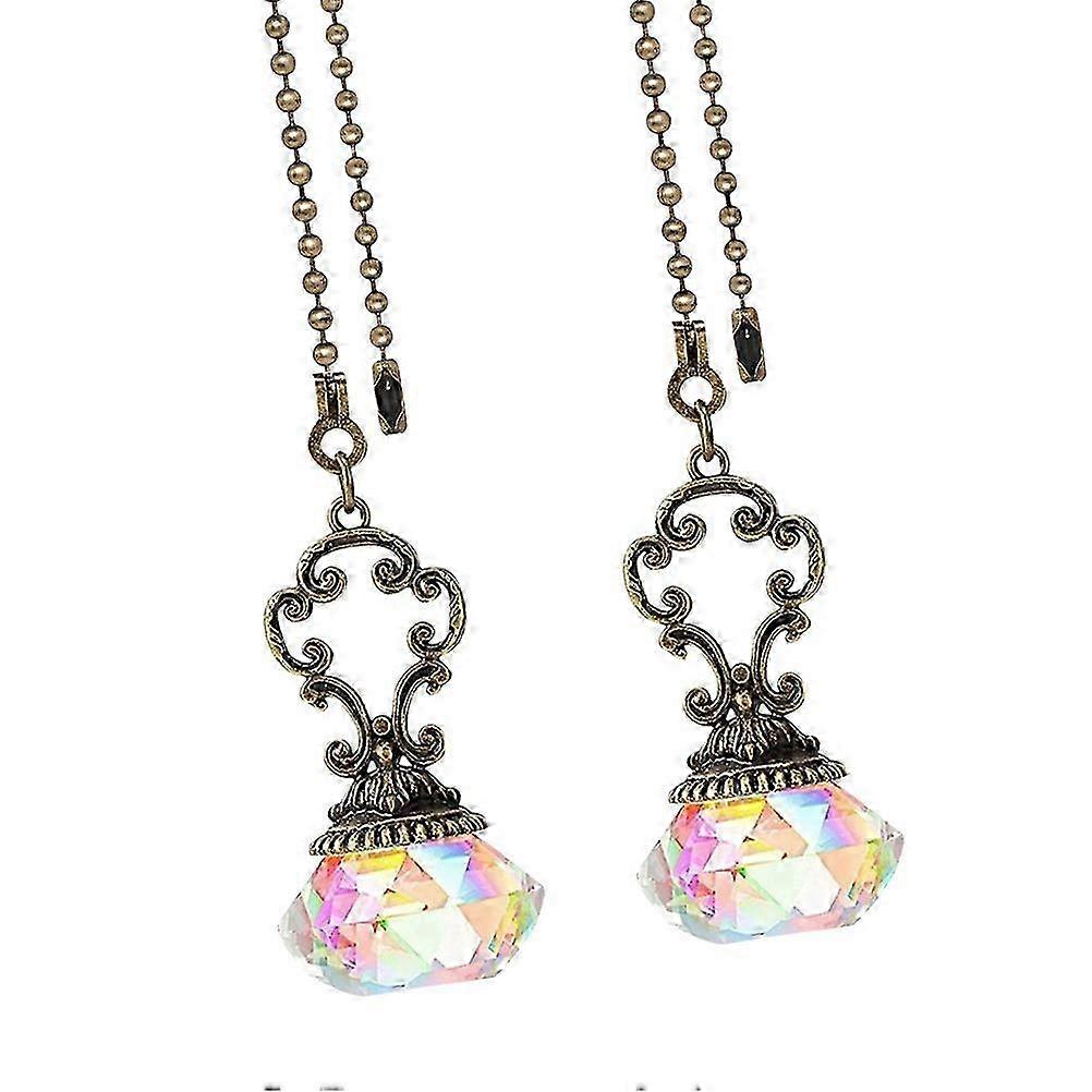 2Pcs Crystal Ball Light Pendant Ceiling Fan Pull Chain Creative Light Accessory