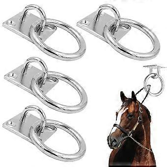 4 Pcs Tie Rings for Horses Hay Nets for Horses Hanging Chain Ring Animal Tether Horse Hay Net Tack Tie up Stable Ring Hook Horses Tie Down Rings for U