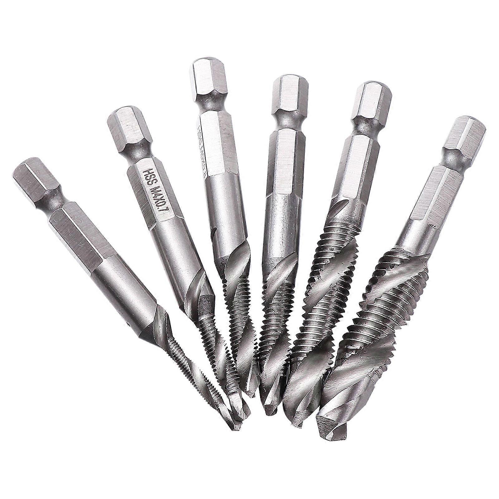Screw Tapping Tool 6Pcs Drill and Tap Bit Metric Thread Drill Bit Set