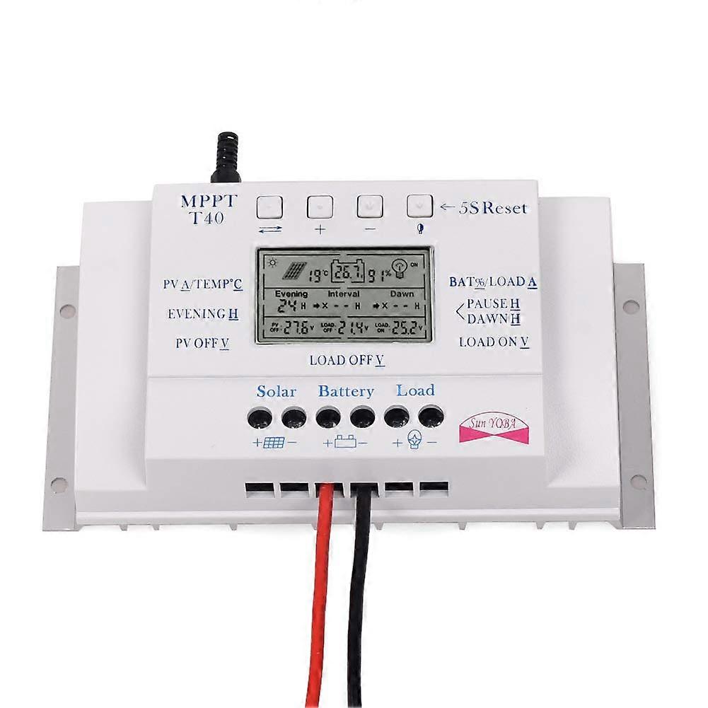 MPPT Solar Charge Controller 40A 12V 24V Efficient Charging with LCD Display and Triple Timer
