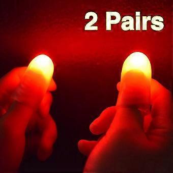 2 par rød magisk finger lys tommelfingerspidser led finger lampe tommelfingre lys fest magiske tricks