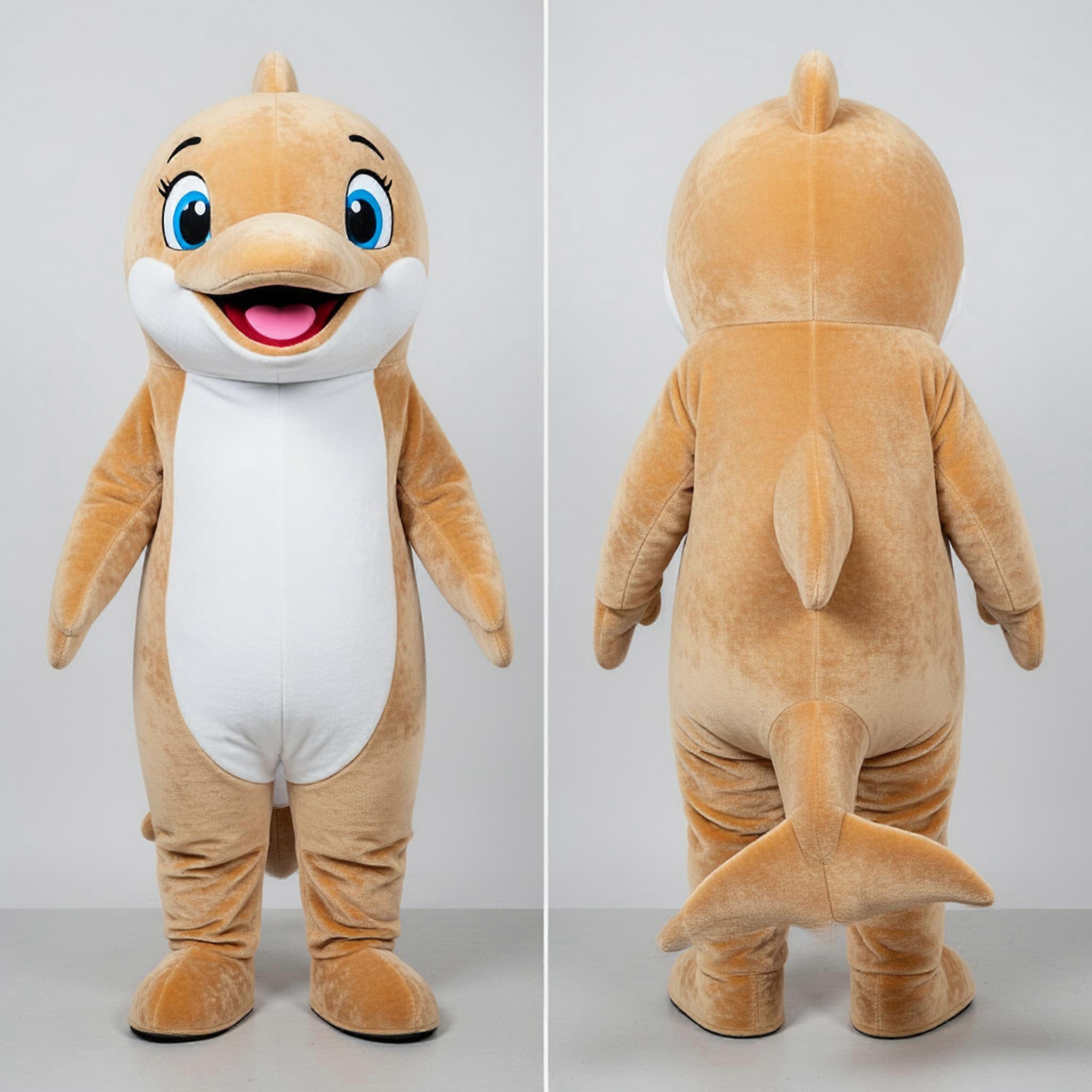 MASTICOT Tan Friendly Dolphin Mascot