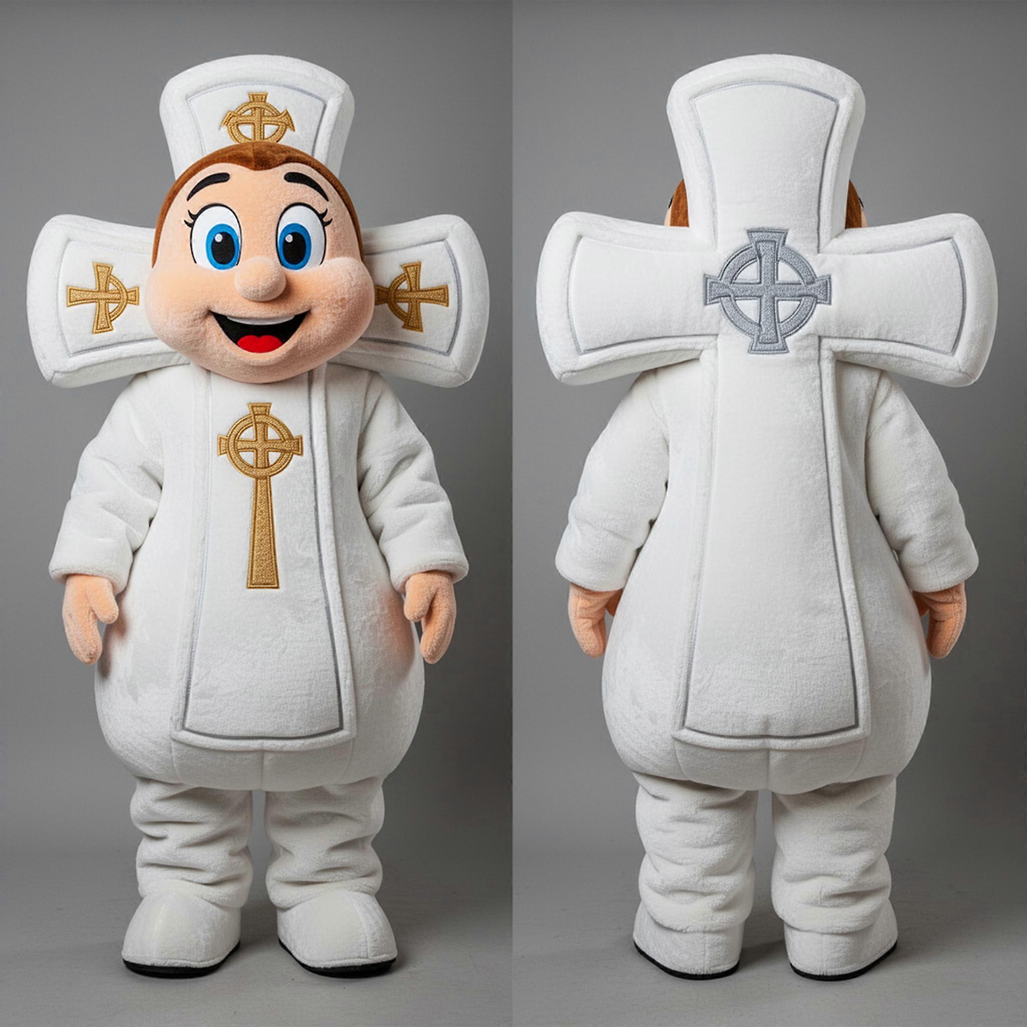 MASTICOT White Padded Celtic Cross Mascot