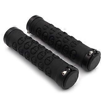 1 Pair AG23 Skull Style Bicycle MTB Bike Lock-on Rubber Handlebar Grips
