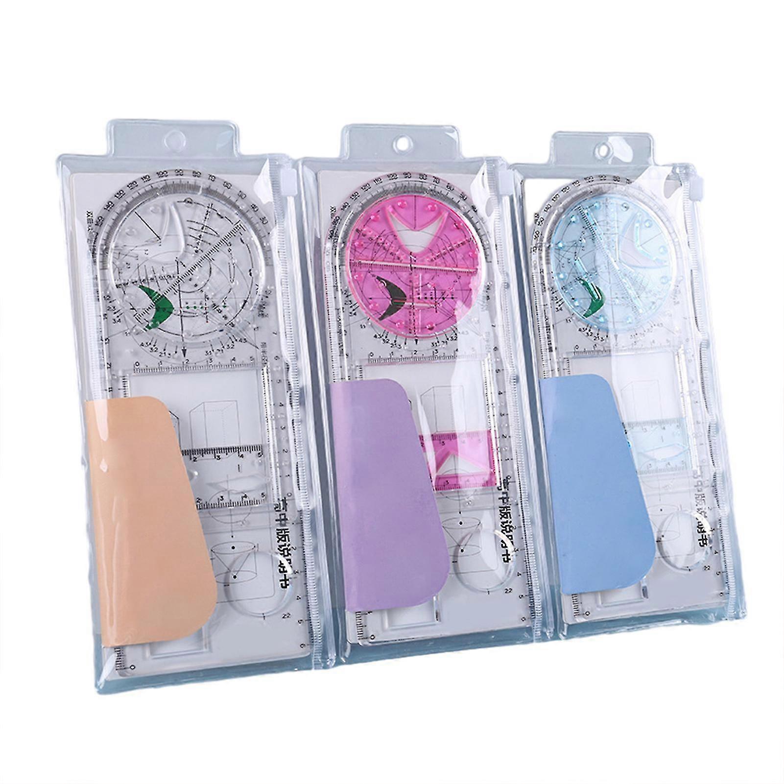 Plastic Multifunctional Function Geometry Drawing Ruler Practical Student School Stationery Tool