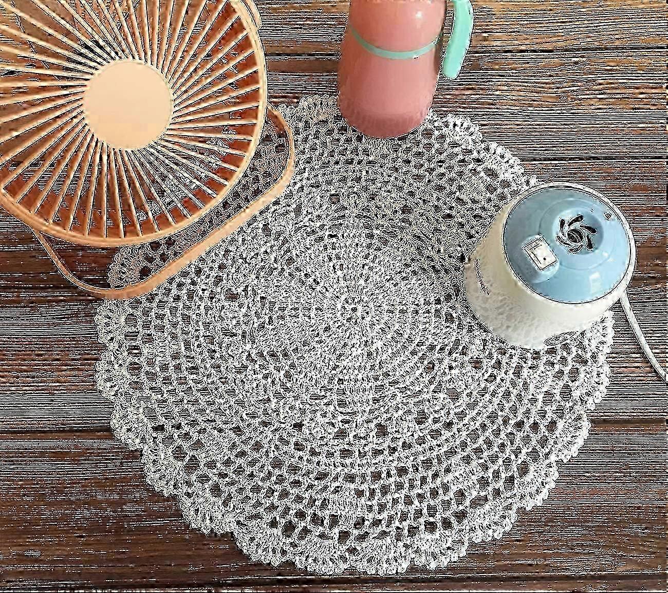 Toalha de mesa Handmade do algodão para a cozinha, guardanapos do laço do crochet 13,8 polegadas