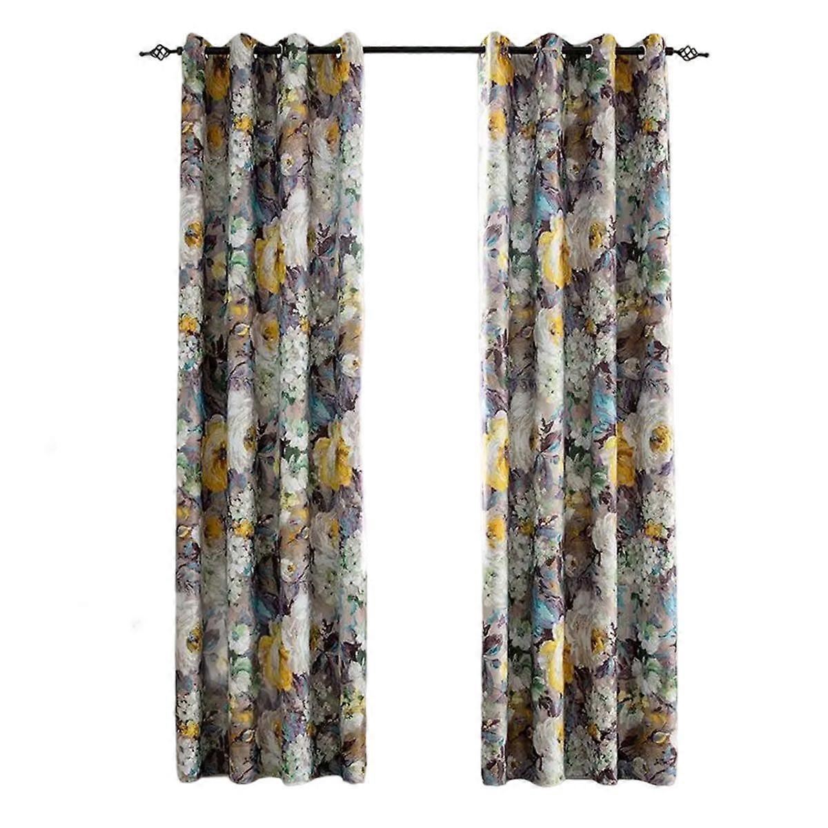 Impressionistic Floral Vintage Rustic Curtains