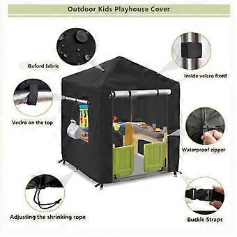Kids' Garden Playhouse Cover, 210D Waterproof Outdoor Tarp, Windproof Protective Cover, 142x142x153cm, Pointed Corners