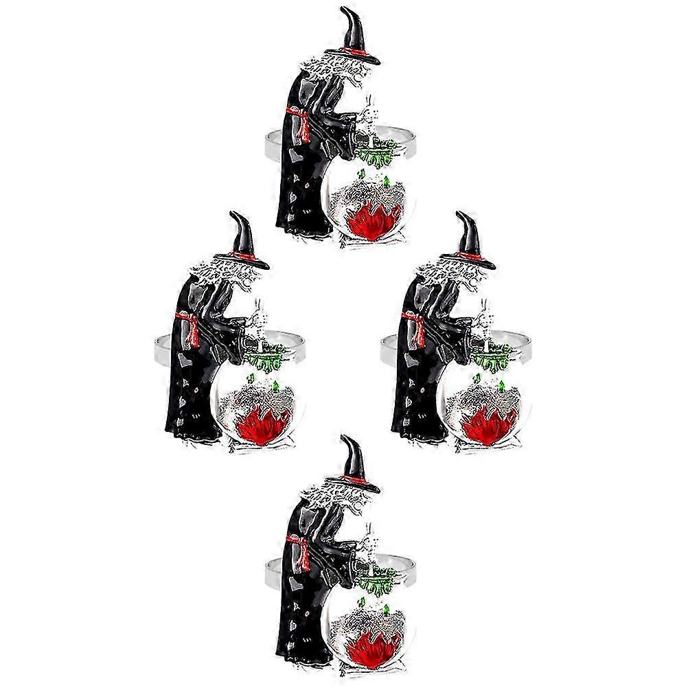 Witch Shaped Halloween Napkin Ring 4Pcs Set for Table Decor