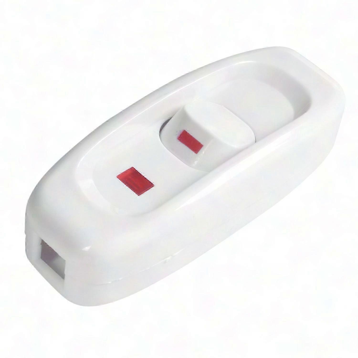 Compact White Plastic Inline Cord Light Switch