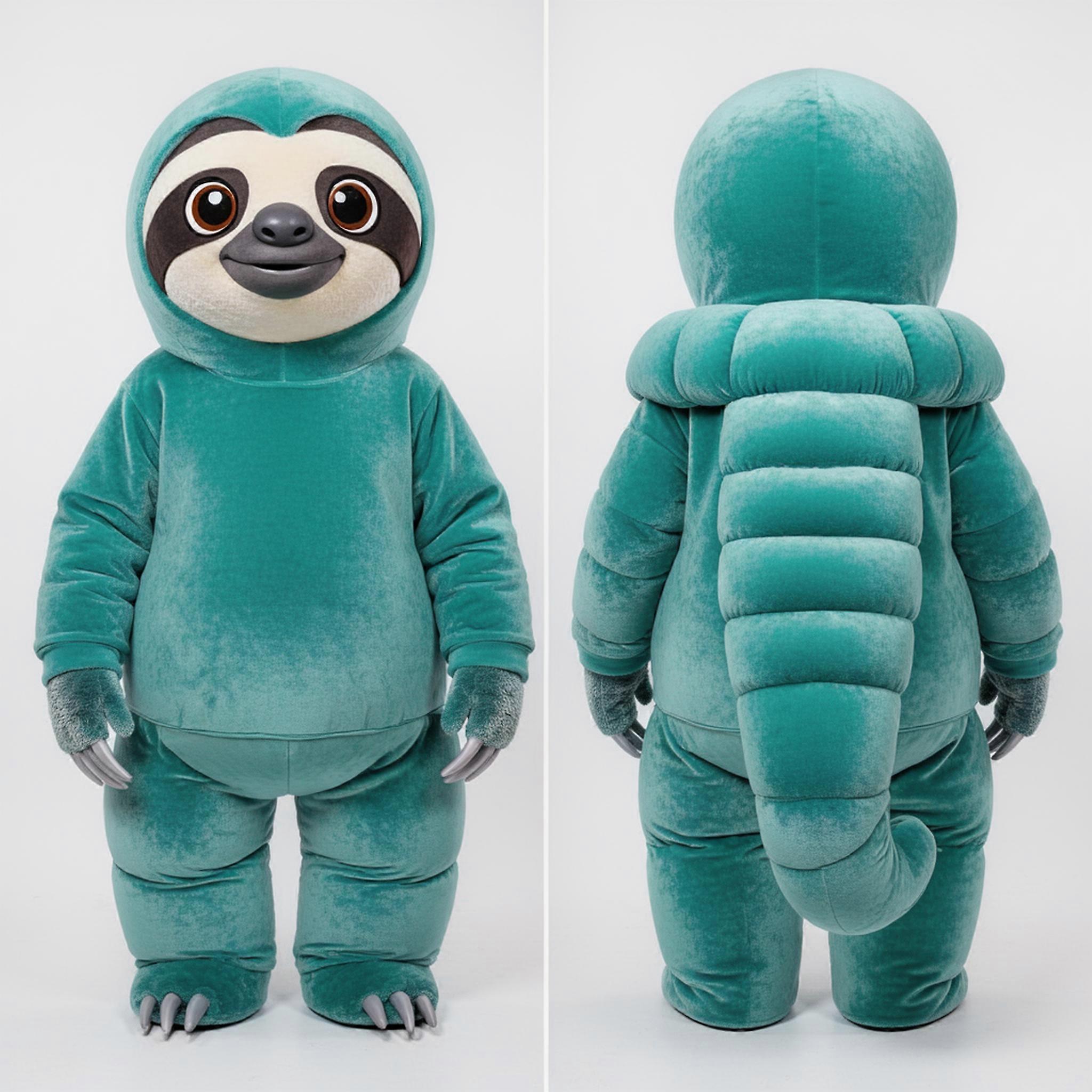 MASTICOT Teal Cozy Giant Sloth Mascot