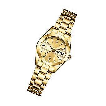 Rundes Zifferblatt, Mineralglas, wasserdicht bis 30 m, Paaruhr, Gold