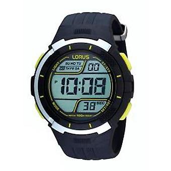 Lorus klockor Digital Quartz herrklocka med R2355EX9 gummiarmband