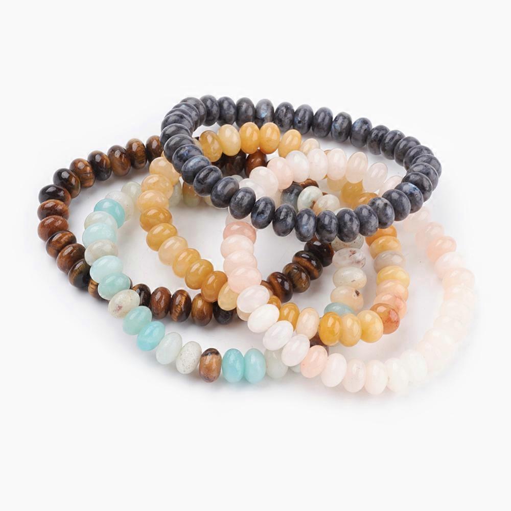5pcs  Mixed Stone Beads Stretch Bracelets 2 inch(52mm)