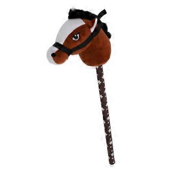 Stick Horse Plush with Neighing Galloping Sounds Pony Horseback Riding Game Stuffed Stick Horse Animal Toy Dark Brown with Black Hair