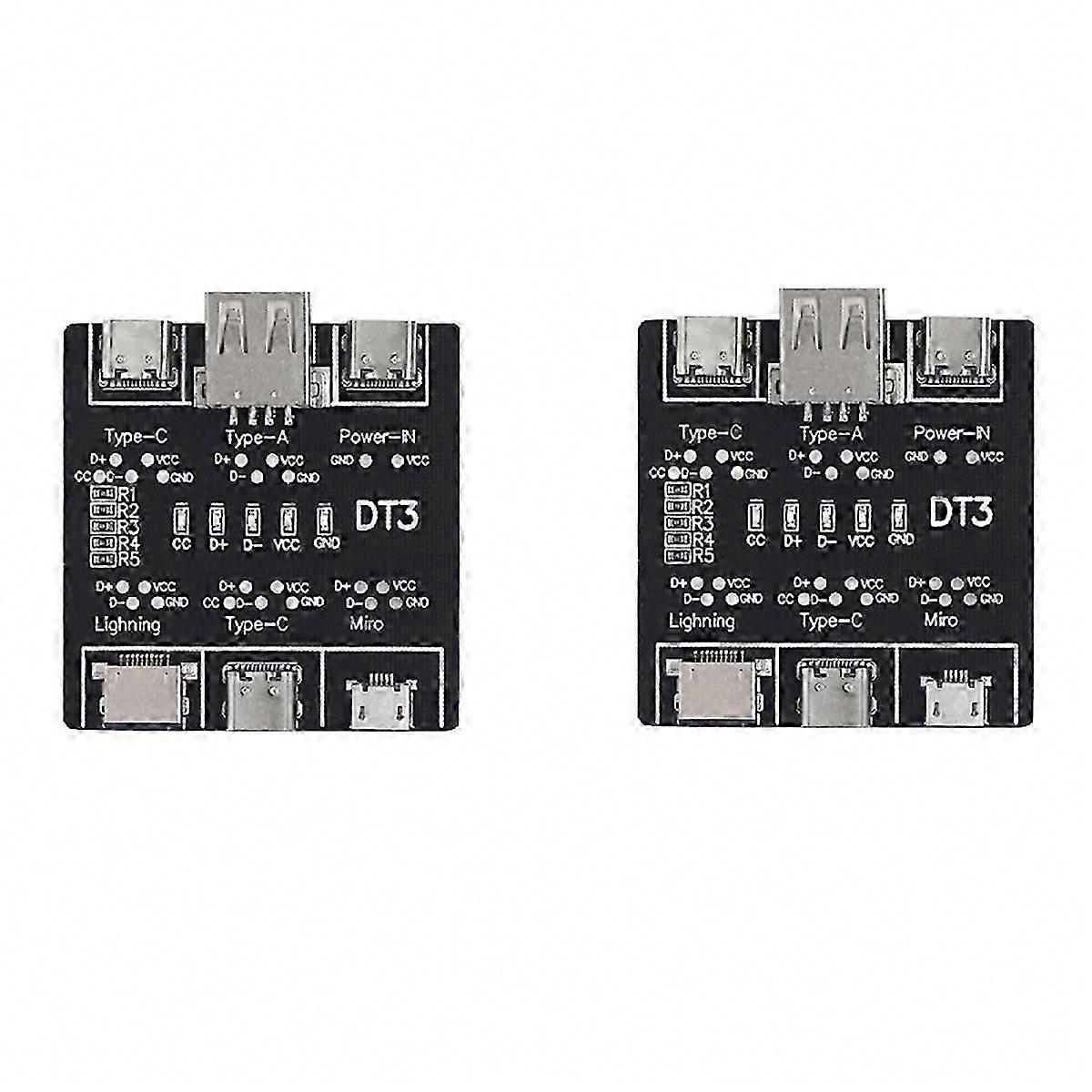 Fast On/Off Cable Detection, 2PCs DT3 Data Cable Test PCB Board for USB Type-C & Micro-USB Continuity Testing