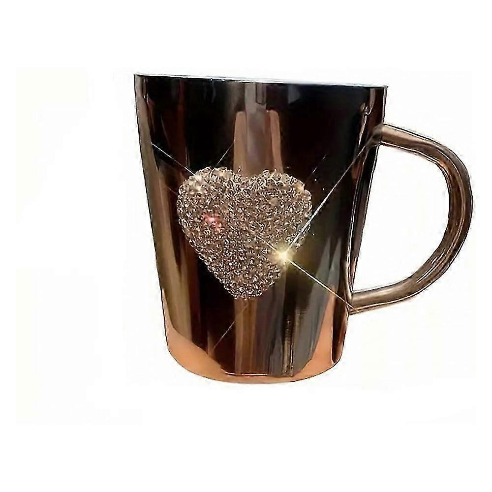 Heart-Shaped Rhinestone Stainless Mug