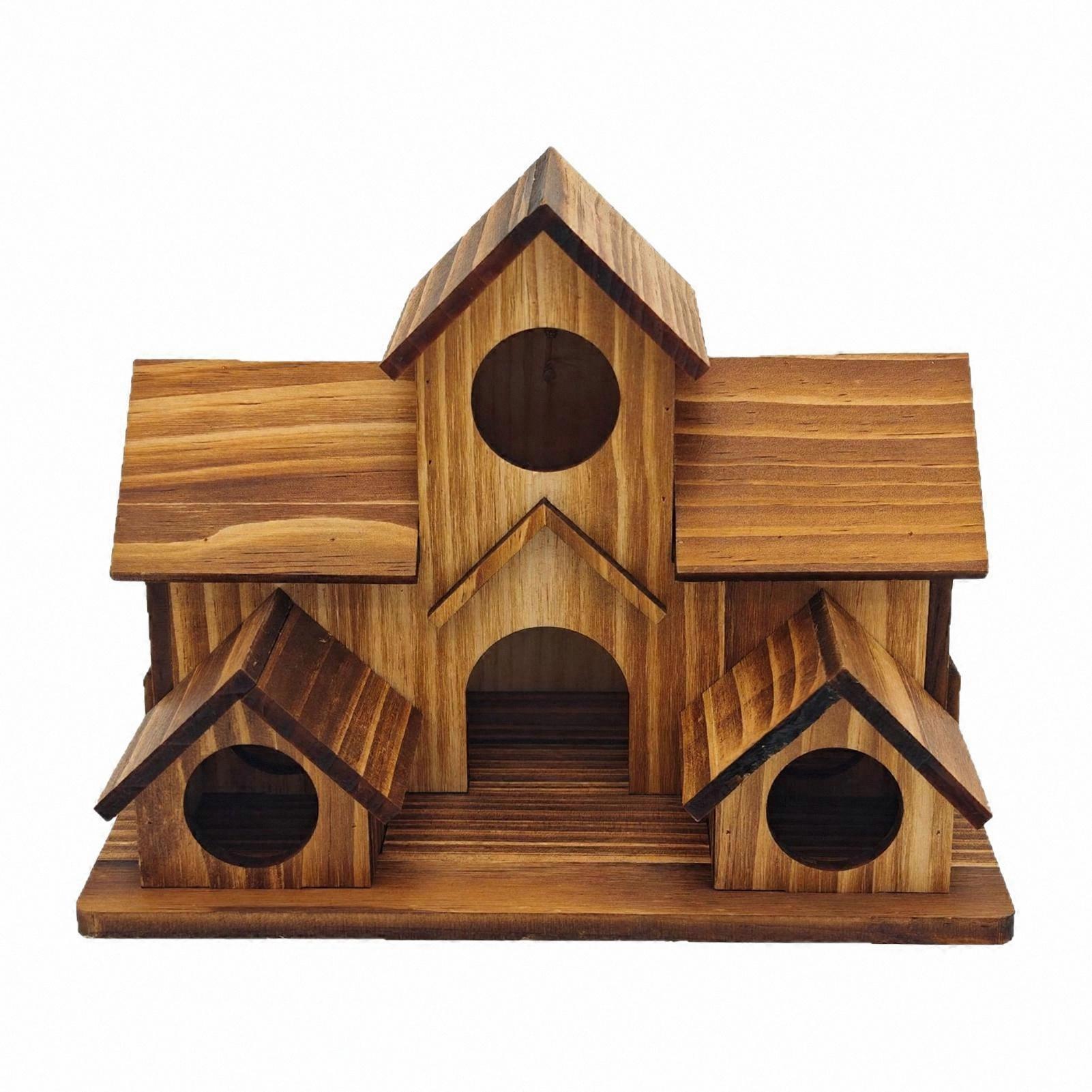 Outdoor Multi-Hole Solid Wood Birdhouse