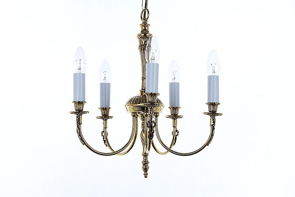 Richmond Polished Brass 5 Arm Chandelier