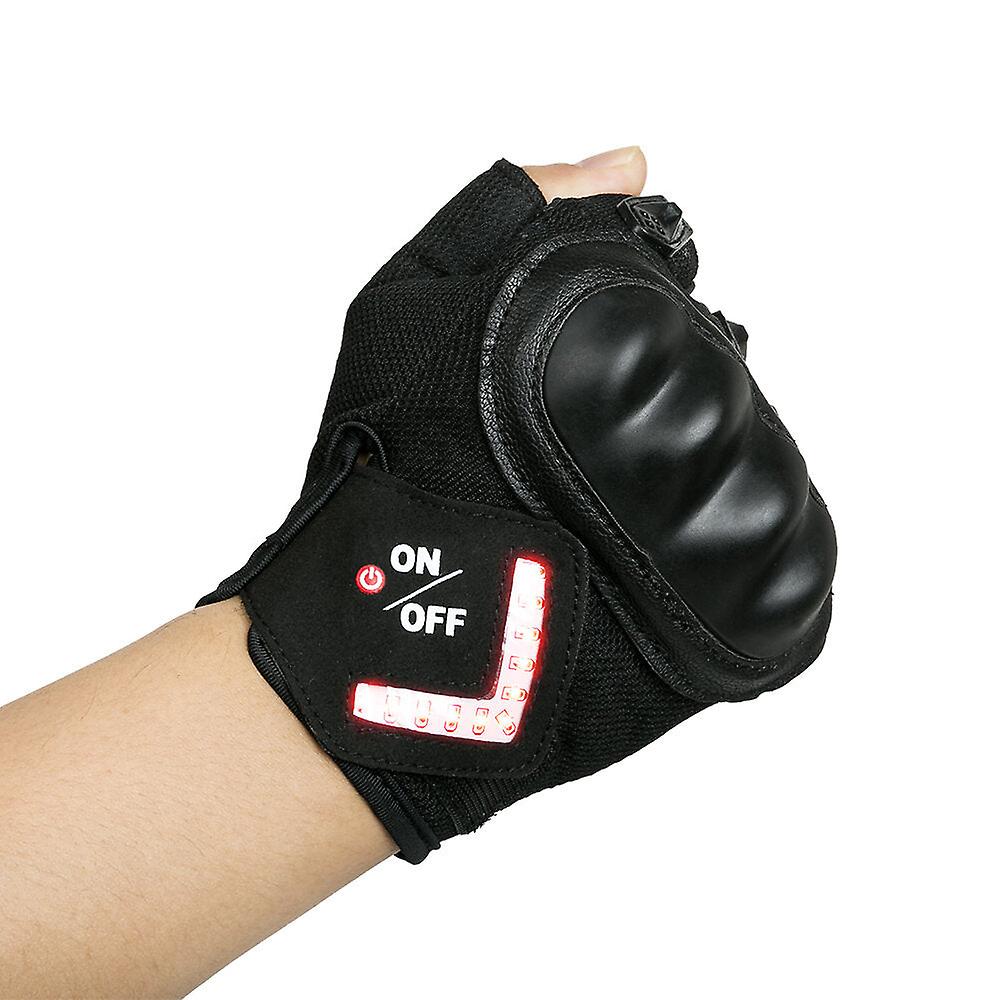 Outdoor Half Finger Bike Gloves Bicycle Cycling Outfit With Intelligent Led Turn Warning Light