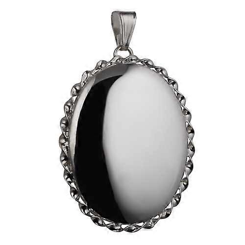 Silver 37x28mm plain twisted wire edge oval Locket