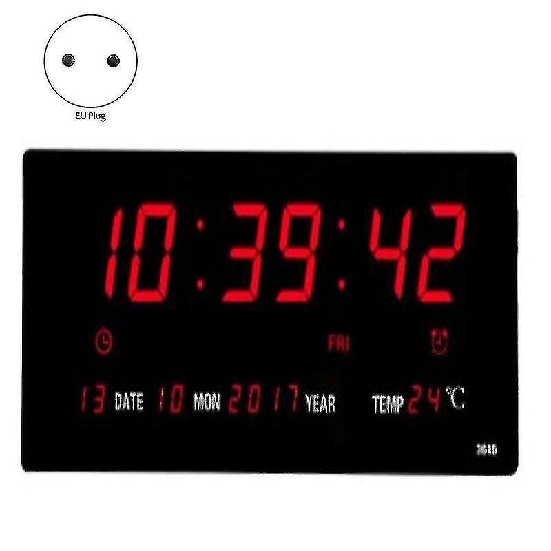 Livingroom 6 Digits Led Calendar Wall Clock Eu Plug