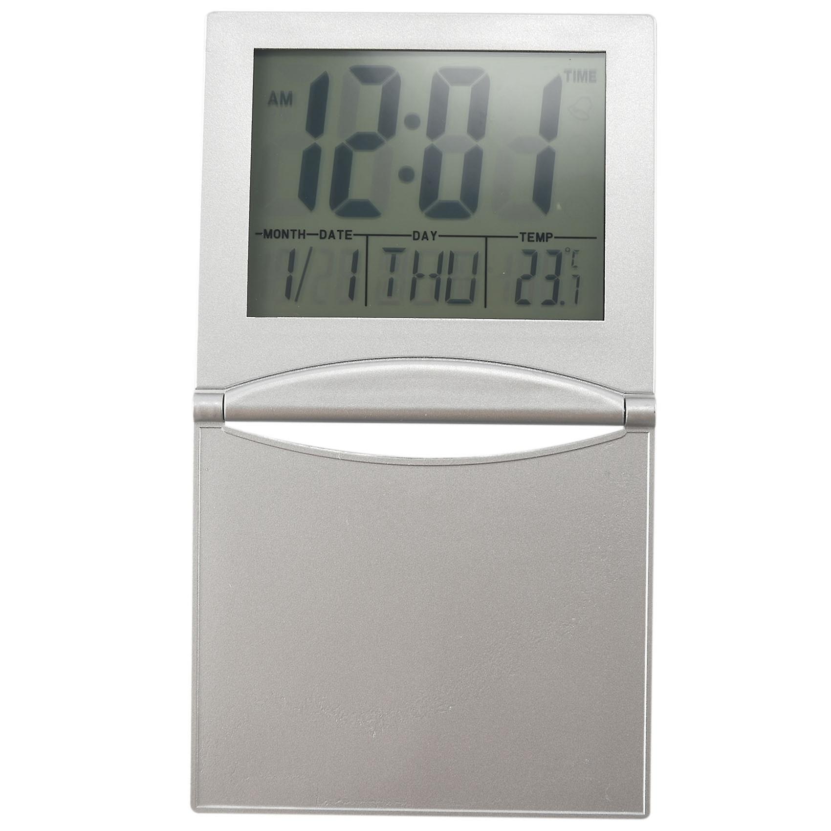 Mini Travel Alarm Clock, Digital LCD Display Desk Foldable Clocks With Snooze Backlight Temperature