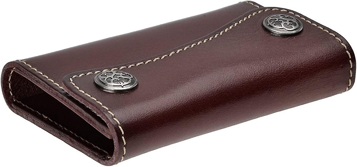 Genuine Leather Keychain Key Wallet 6 Hook Button Closure Key Holder ...