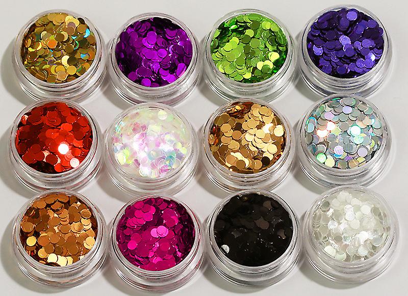 12 KS třpytu Tins kulatý 3mm 