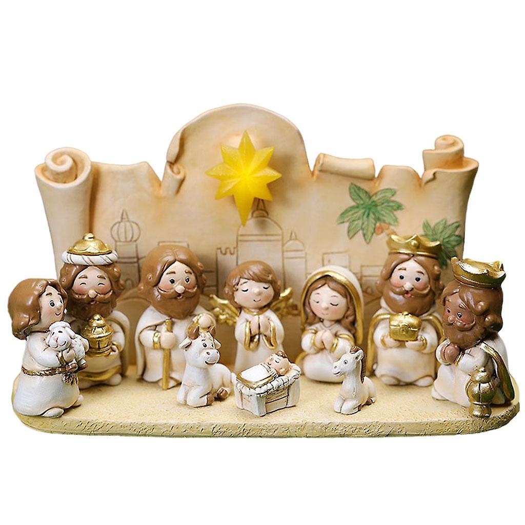 Hellige Nativity Scene Set Xmas Tabletop Ornament Gaver Multicolor