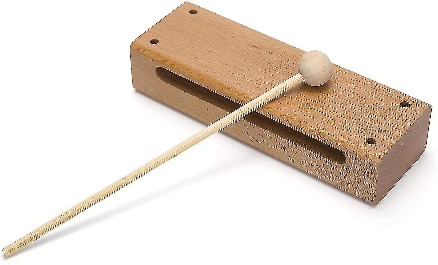 Wood Block Musical Instrument And Mallet Solid Hardwood Percussion Rhythm Block
