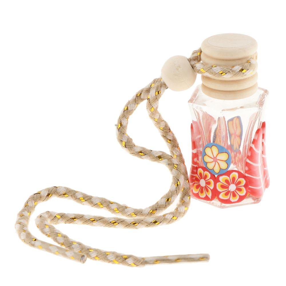 Refillable Charm Empty Glass Perfume Bottle Pendant Car Hanging Decor Red