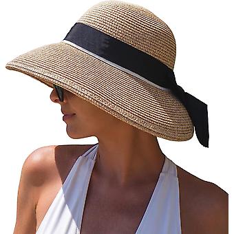 UPF 50 Bred Brim Floppy Solhatter For Damer Sommer Strå Solhatt Pakkbar