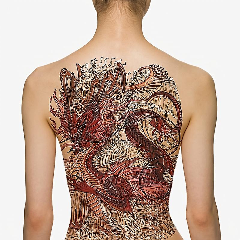 Chinese Dragon Temporary Tattoo - Large Size Lifelike Waterproof Lasts 2-7 Days Non-toxic