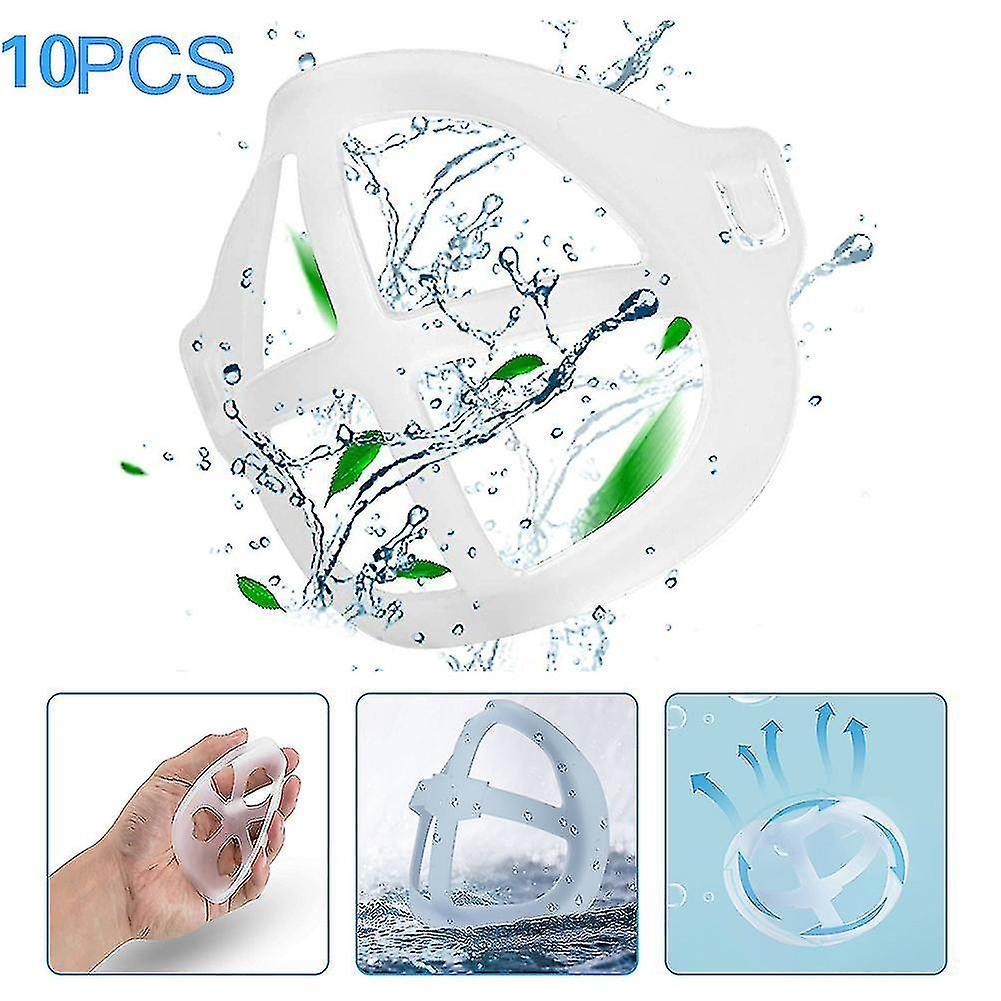 3Dマスクブラケット、10個再利用可能なフェイスマスクブラケット、マスクインナーサポートフレームは呼吸を増加させます