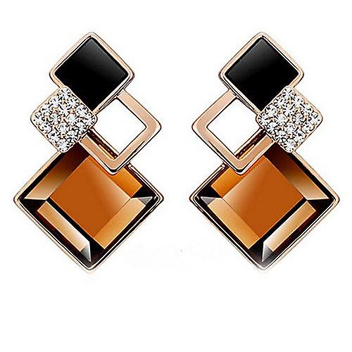 Merryso Women's Fashion Rhombic Rhinestone Eardrop Korean Style Earrings Party Jewelry
