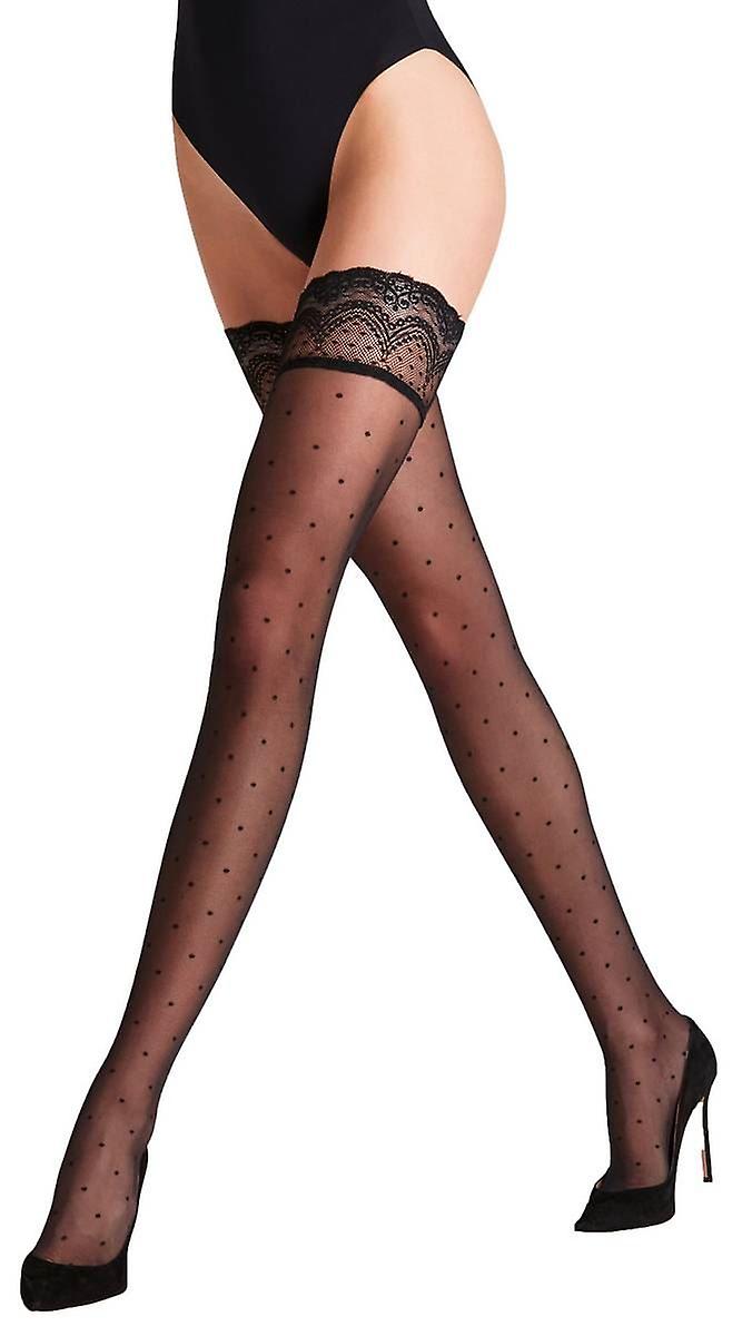 Falke Dot 15 Denier Stay Ups - Black