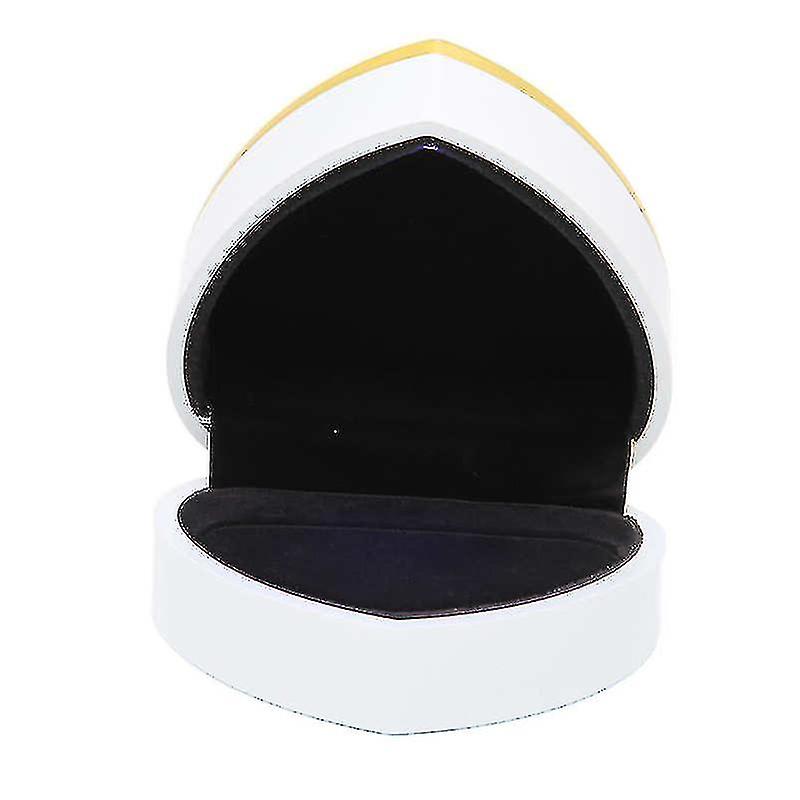 LED Ring Box Plastic Heart Shaped Ring Display Box Flocking Lining Elegant for Anniversary for Engagement