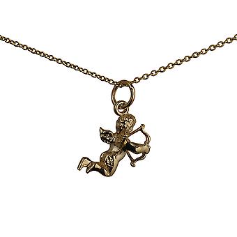 9ct Gold 15x13mm solid Cupid Pendant with a cable Chain 20...