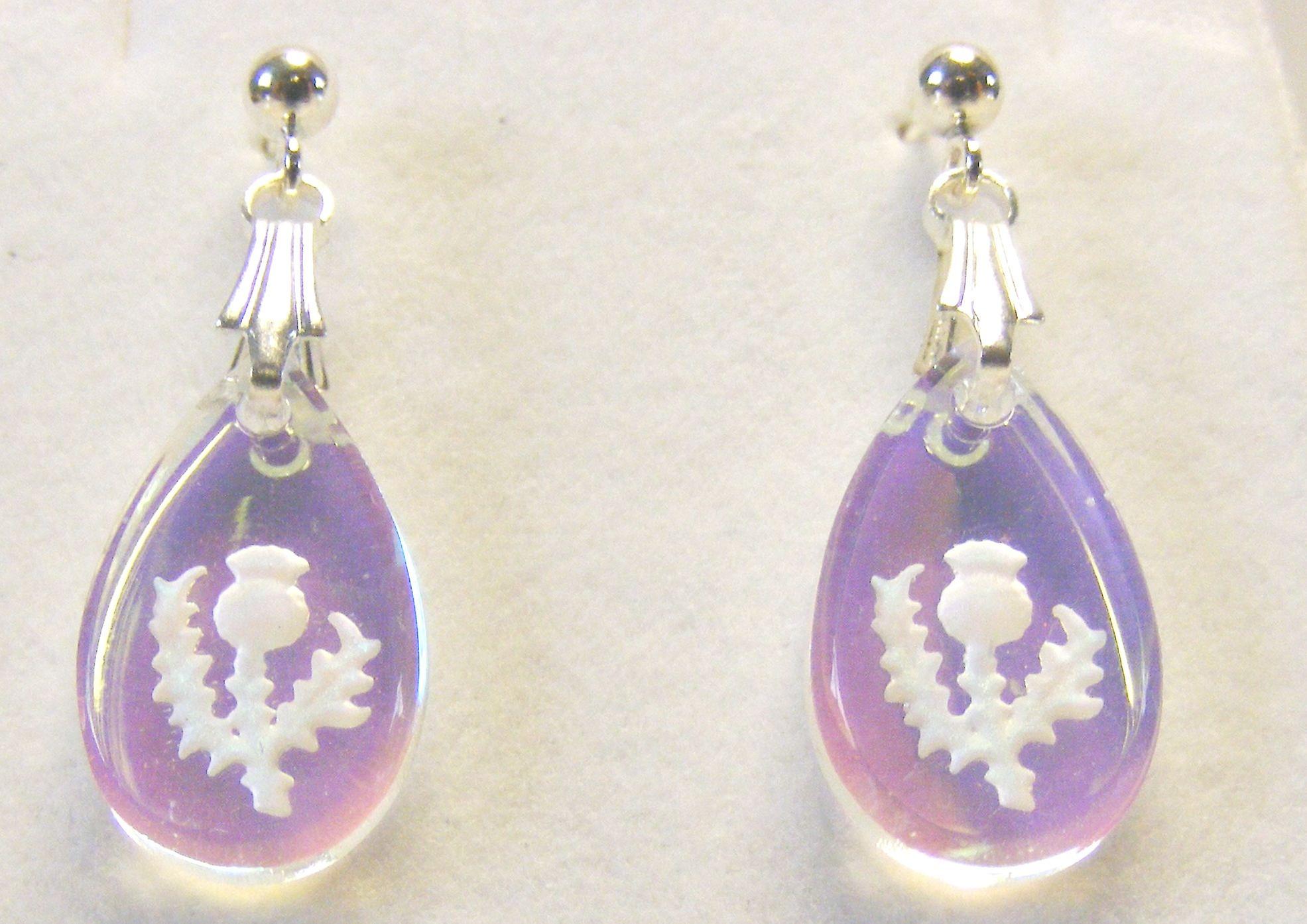 Aurora Borealis Thistle Teardrop Crystal earrings