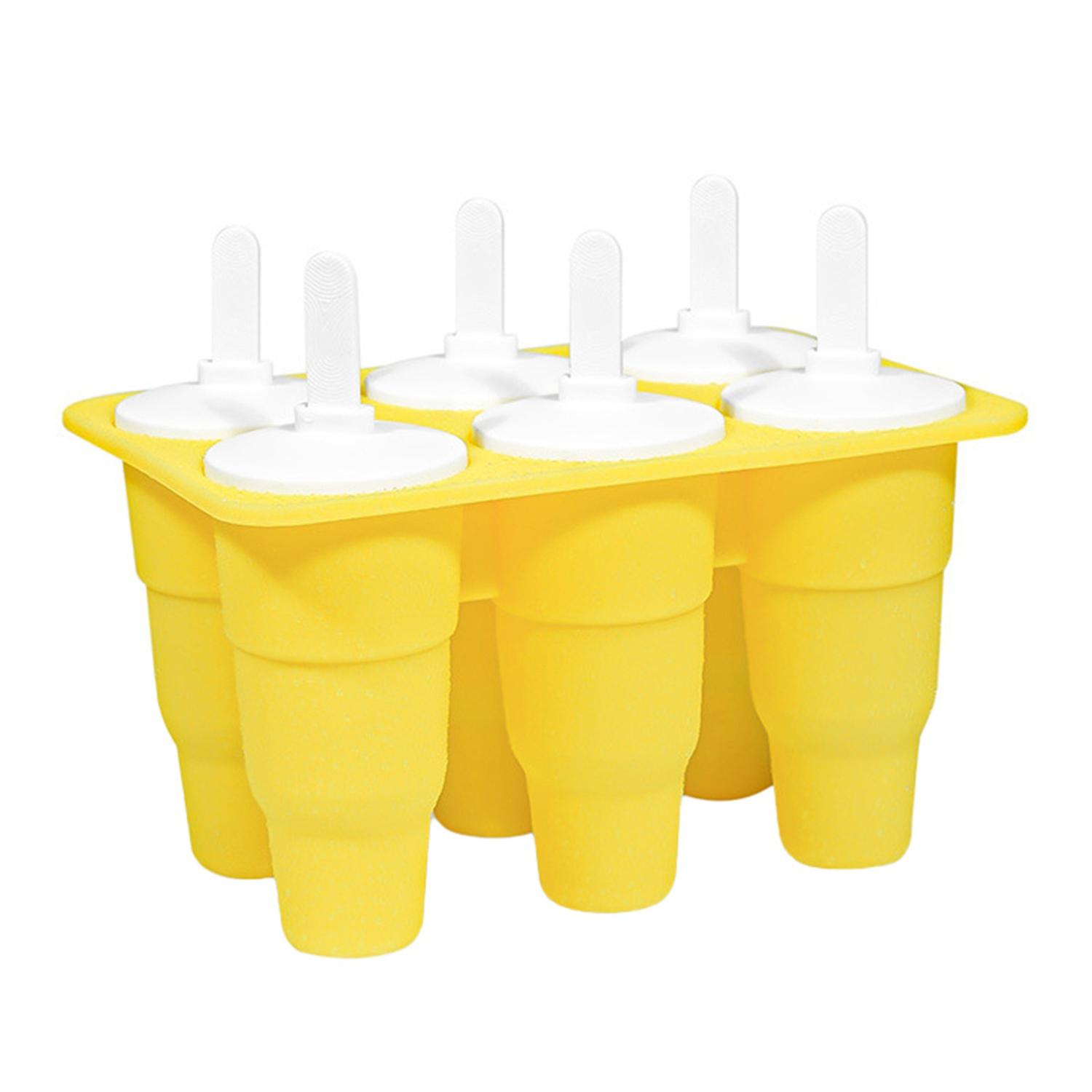 1 Set Ice-lolly Mold Non-stick Collapsible Silicone 6 Cavity Juice Freezing Ice Pop Maker for Childr