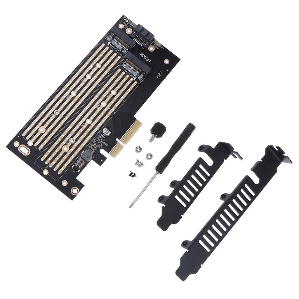 Dual M.2 PCI-E Adapter NVME M Key or SATA B Key to PCI-e x4 Expansion Card